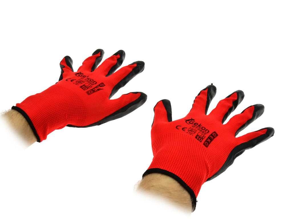rękawice ochronne GEKO r.9 /RED Nitryl
