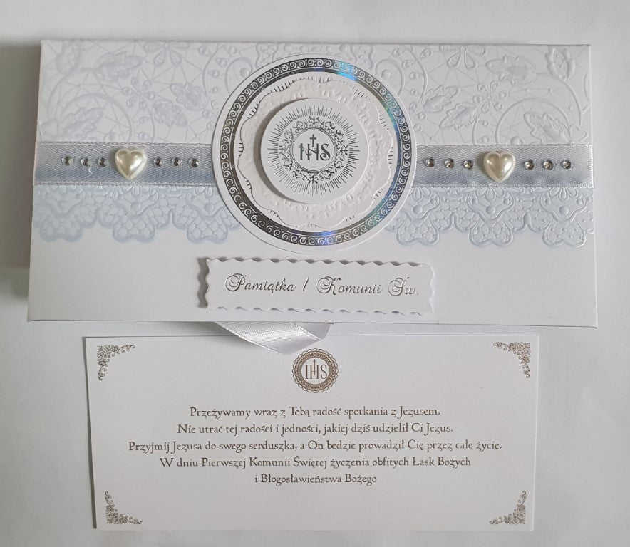 pudełko mini poziom niebieskie KOMUNIA ŚWIĘTA