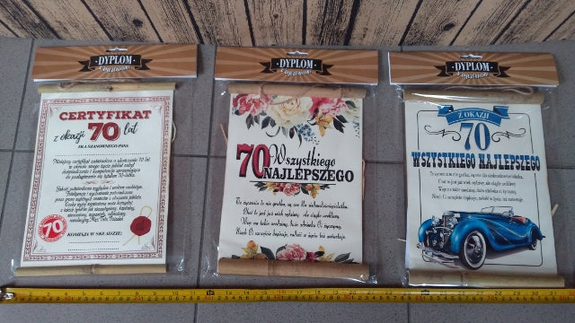 dyplom urodzinowy  ''70'' Dla Pana