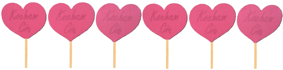 piki serce czerwone 6szt KOCHAM CIĘ 15cm