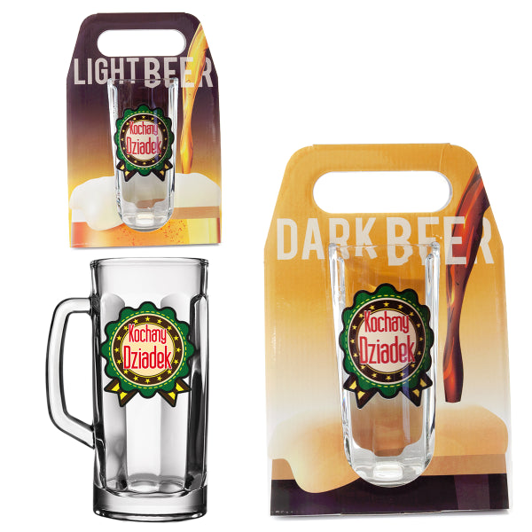 kufel do piwa w ozdobnym opakowaniu " Kochany Dziadek ". 500 ml