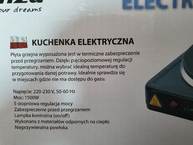 kuchenka elektryczna 1500W PINATURBO EKH002K