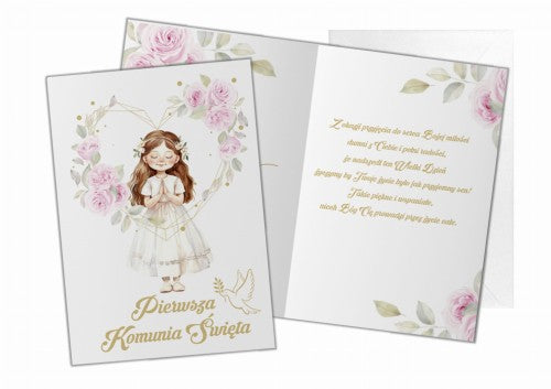 kartka z życzeniami KARNET KOMUNIJNY dziewczynka 2