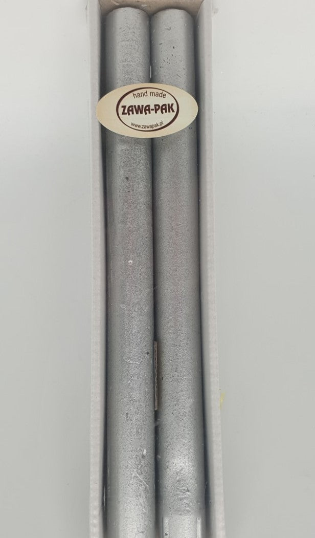 świeca rustykalna stołowa srebrna 250/22mm 2szt.  | RSTO25LA2