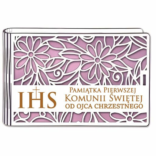 pudełko na pieniądze banknotówka KOMUNIA – od OJCA CHRZESTNEGO – Ażur 3302A-KOM2R-OC