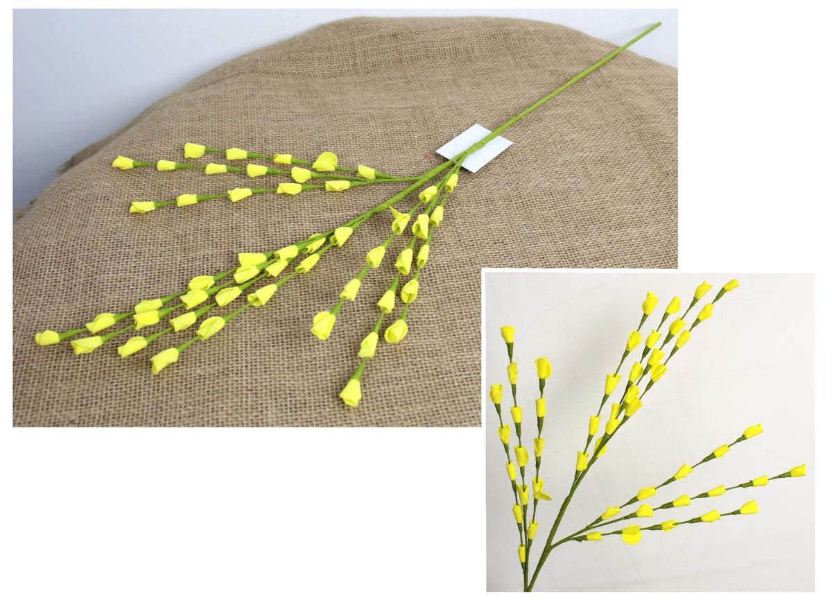 gałązka z kwiatkami wys.70cm kwiat piankowy 2 x 1cm żółta MZ-024B