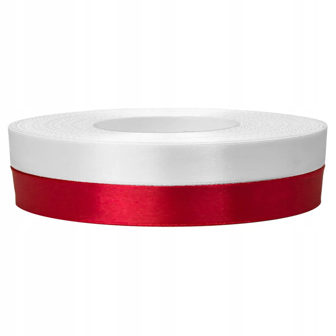 wstążka satynowa 12mm/20m biało- czerwona  AX12-00