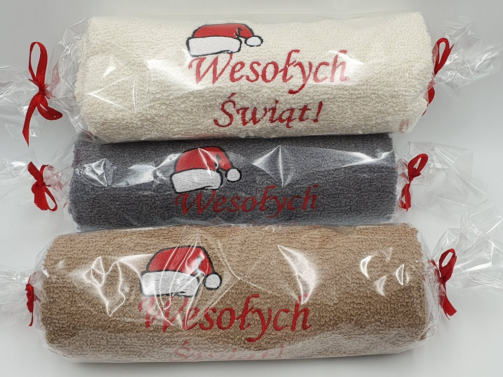 ręcznik 50X100  cukierek CZAPECZKA WESOŁYCH ŚWIĄT