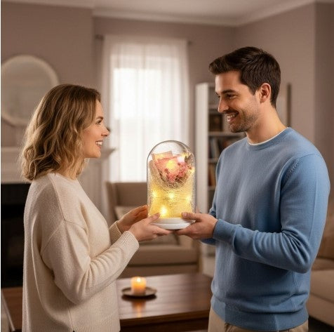 Wieczna róża LED w szkle 16cm wal789674