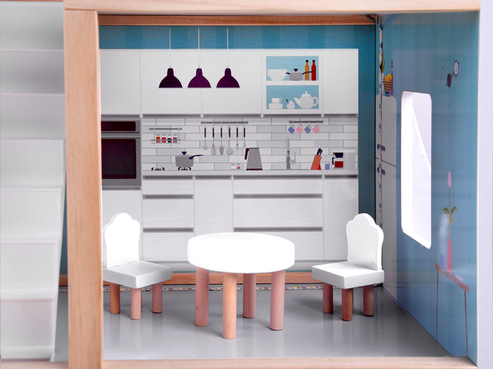 drewniany domek dla lalek w stylu Boho led | ZA4131