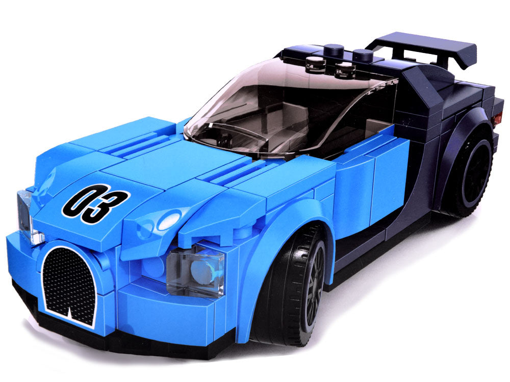 klocki techniczne sportowe auto NIEBIESKIE 139-elementów + naklejki ZA4288