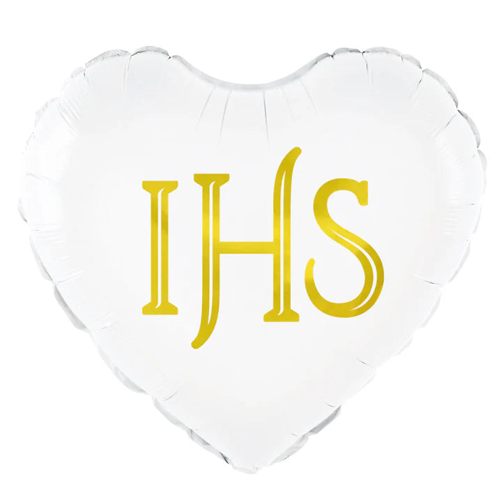 balon foliowy serce IHS biało-złoty 45cm 127575