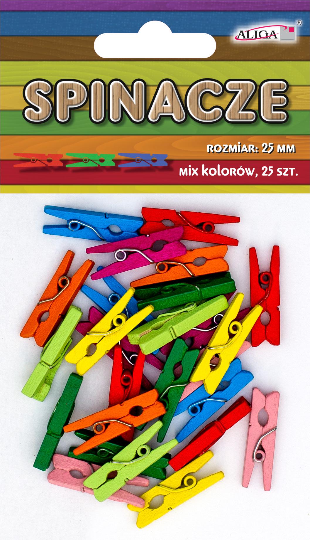 spinacze/klamerki 25szt. MIX KOLORÓW  25mm | SPIN-0547