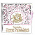 pudełko na pieniądze kwadrat KOMUNIA – od OJCA CHRZESTNEGO – Ażur 3308A-KOM1R-OC