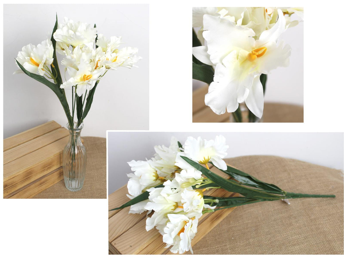 bukiet 2szt  IRYS wys. 50 cm 5 łodyg (kwiat 12 x 6 cm) ŚMIETANOWY MD-024A