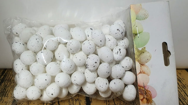 jajka w worku 1,8cm  BIAŁE W PLAMKI 100szt 2983