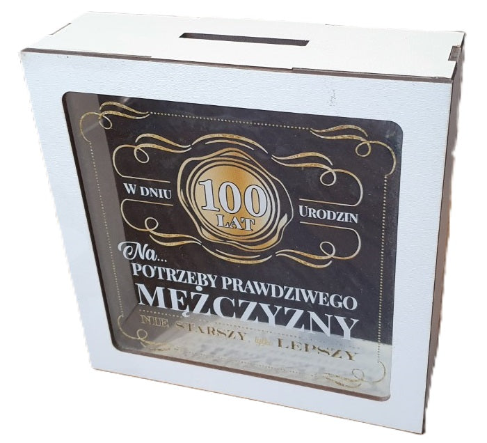 skarbonka z okienkiem 100 lat kolor WHISKY 3301-WY100