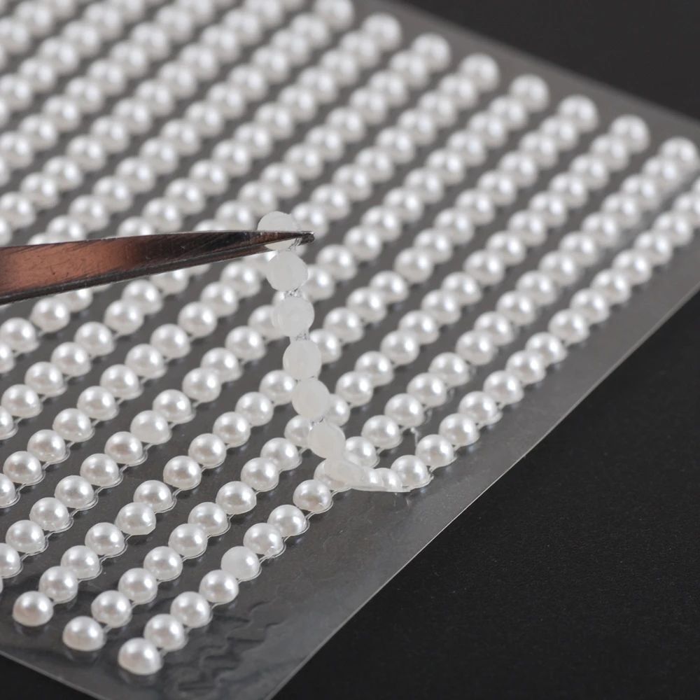 perełki samoprzylepne naklejki dżety kryształki perły ecru 6 mm 504 szt. PID1507