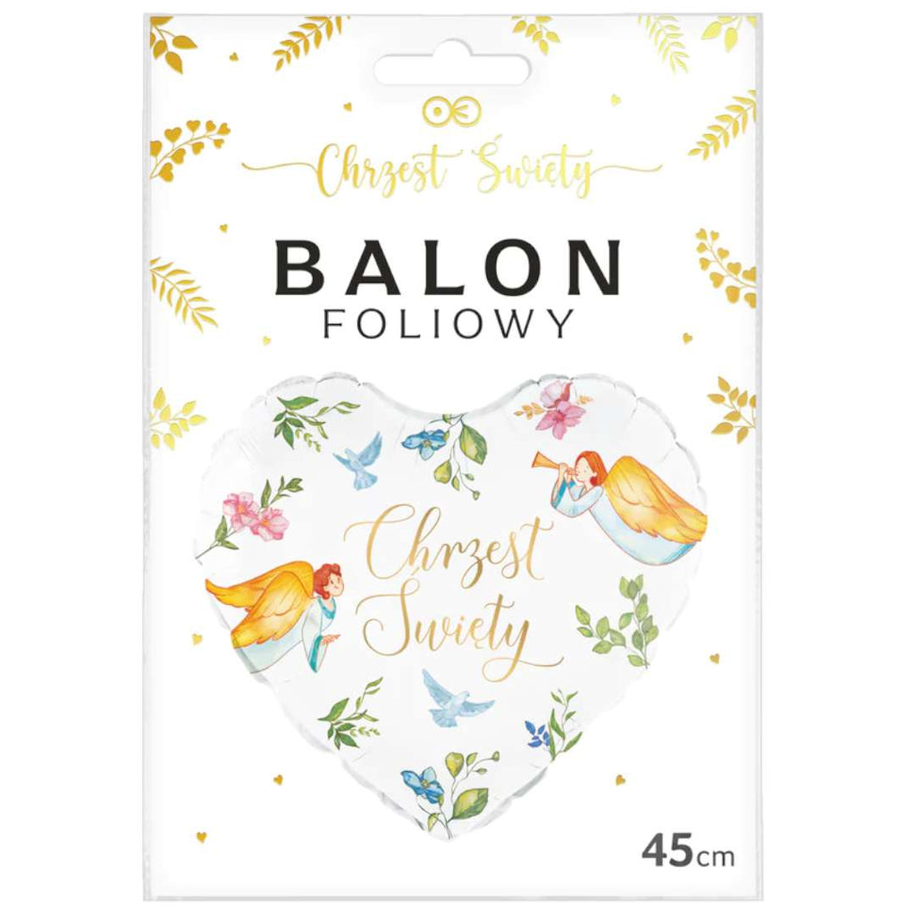 balon foliowy serce CHRZEST ANIOŁY 45cm