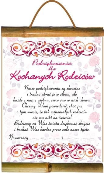 dyplom do wypisania podziękowania Dla Kochanych Rodziców