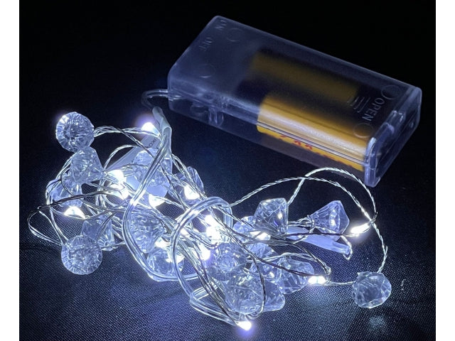 lampki 20 led na baterie KRYSZTAŁKI zimny biały 613