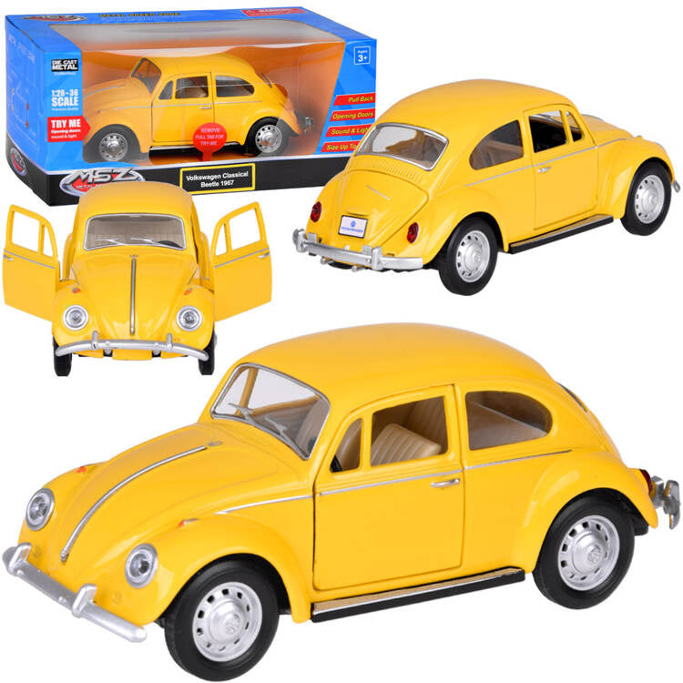 auto kolekcjonerskie Volkswagen Classical Beetle 1967 1:36 metalowe auto światło dźwięk MSZ ZA5055