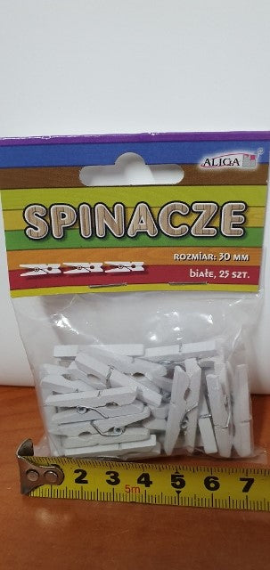 spinacze/klamerki 25szt.  BIAŁE 30mm