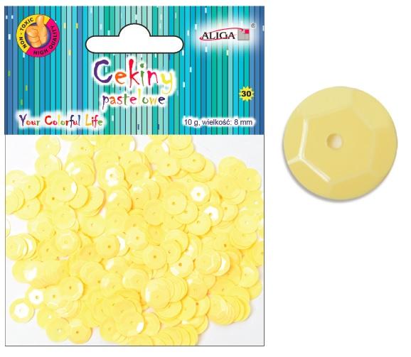 cekiny pastelowe ŻÓŁTE  8mm 10g | WMT-104 12szt