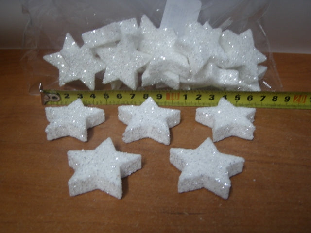 gwiazdki styropianowe 20szt. brokat 4cm | 6260