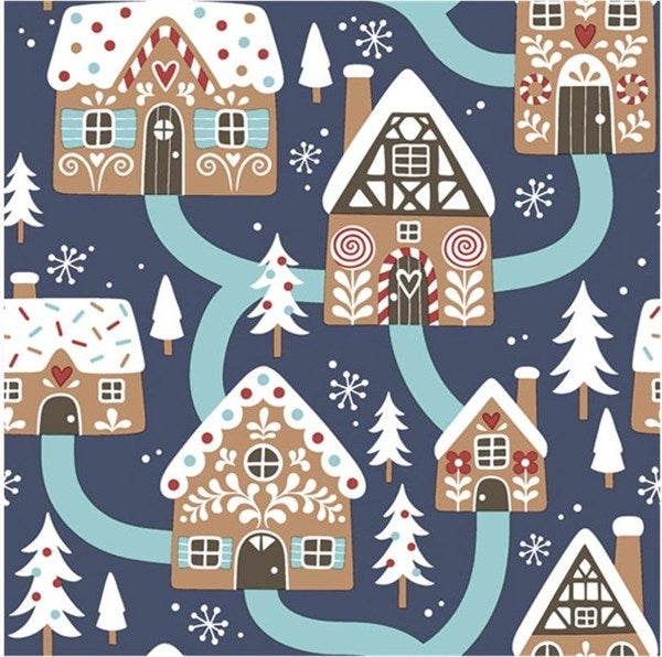 serwetki 33 x 33 cm Gingerbread Houses on Navy 20szt. 01-92