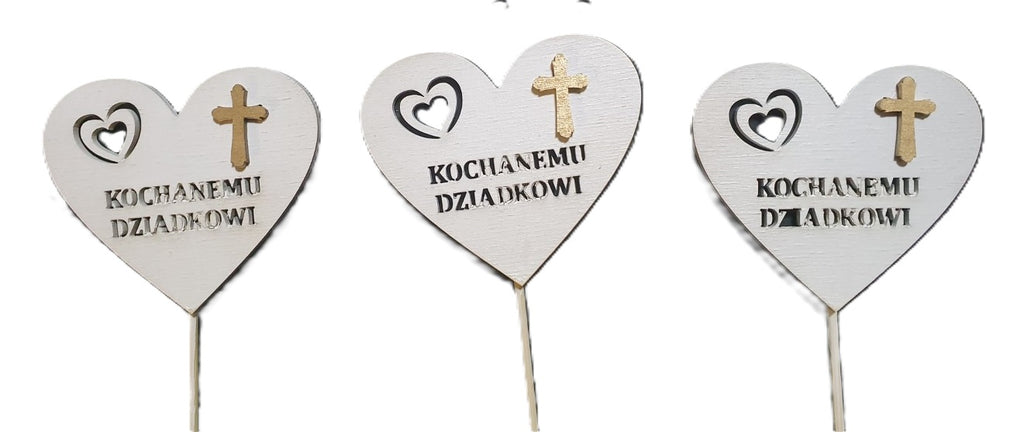 serce na piku  3szt. KOCHANEMU DZIADKOWI