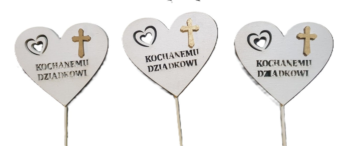 serce na piku  3szt. KOCHANEMU DZIADKOWI