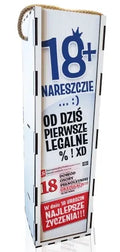 skrzynka pudełko na butelkę alkoholu 33,5 x 9,5cm 18-stka Dowód Chłopak 3311DM