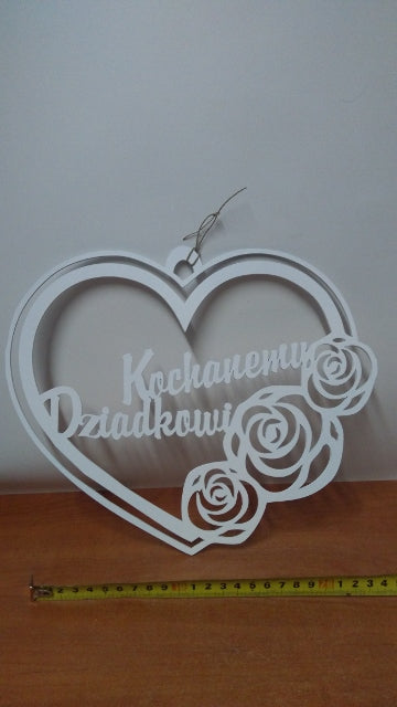 serce wiszące 30cm ażur DZIADEK