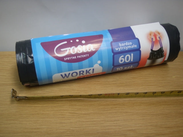 worki na śmieci z taśmą ściągającą 60l A'10 GOSIA