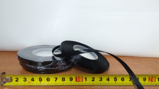 wstążka satynowa 6mmx32m  CZARNA  4szt. | AX06-54