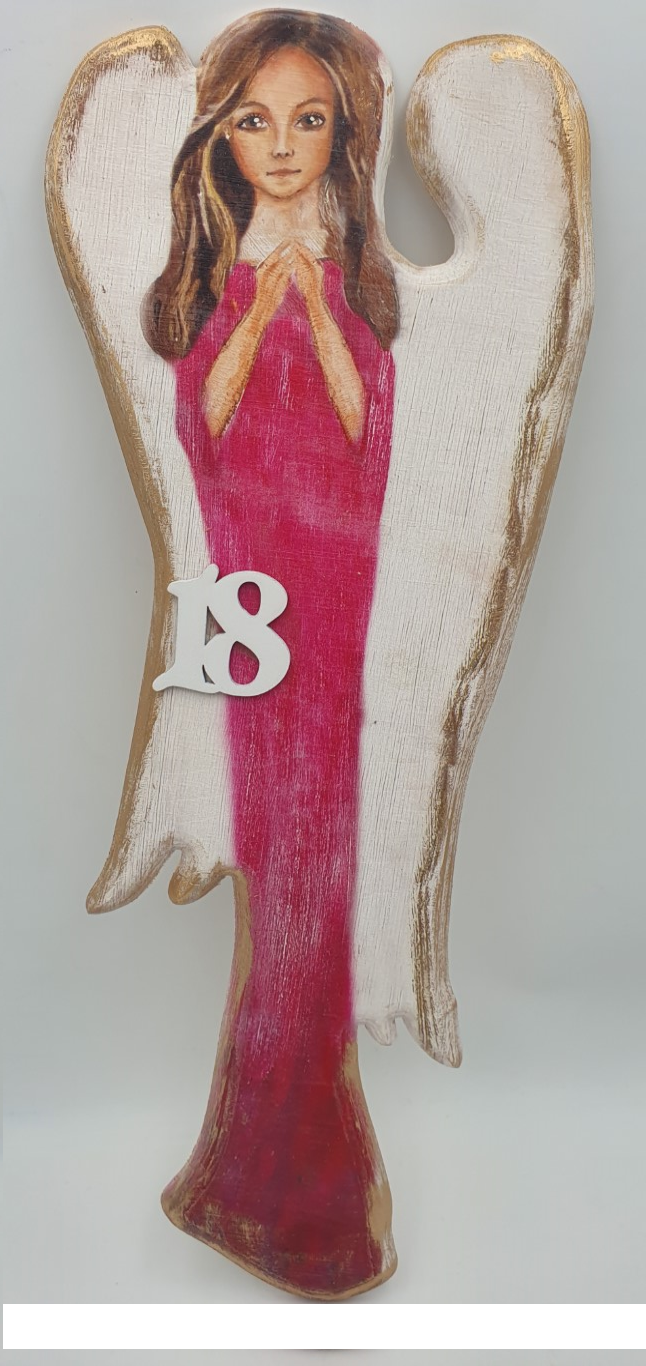 anioł drewniany 18 urodziny 50 cm