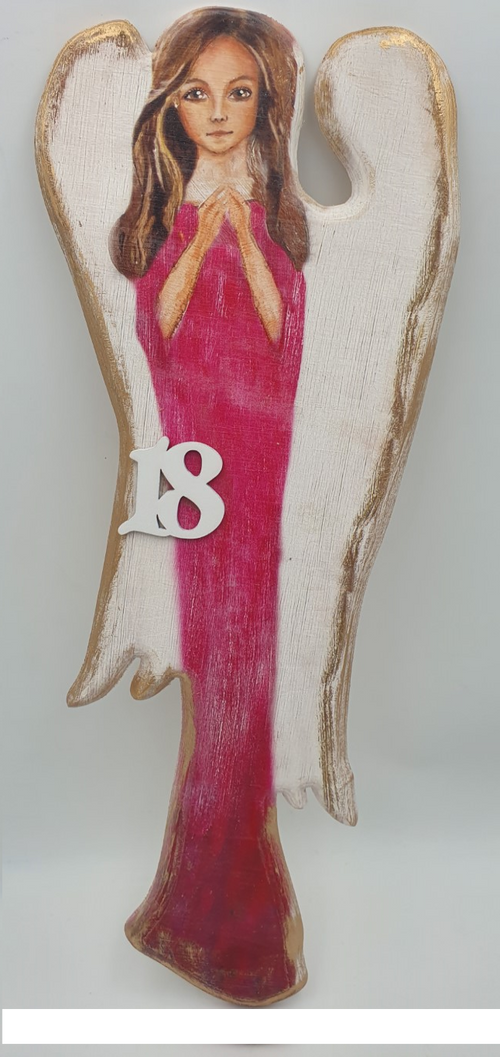 anioł drewniany 18 urodziny 50 cm