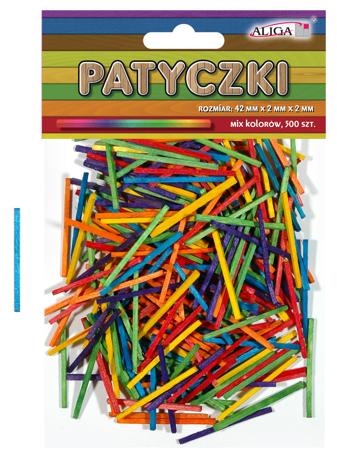 patyczki mix kolorów op. 500 szt. 42x2x2mm PK-0173