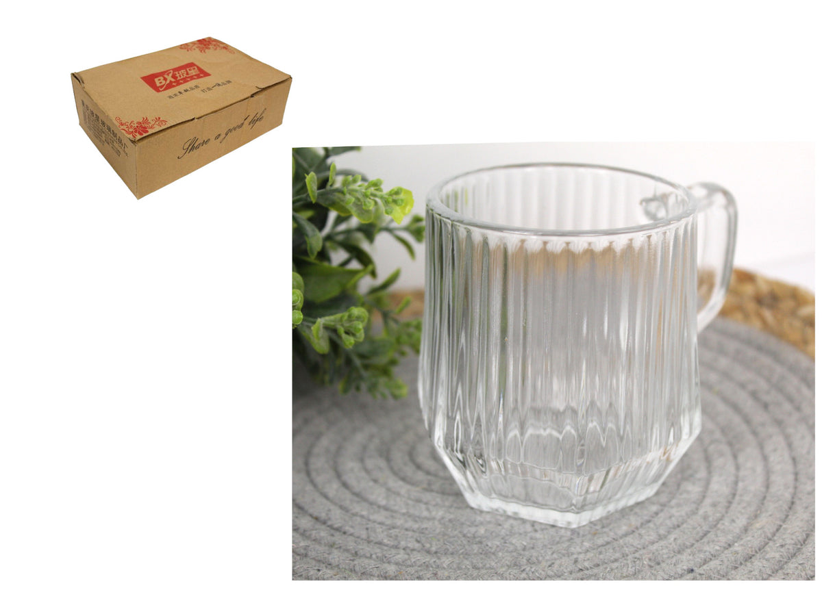 szklanka 6szt  280 ml nieregularny kształt w paski 9 x 7,5 cm SZS-24236