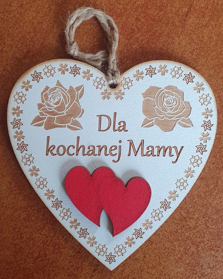 serce zawieszka 13 x 15,5 cm  Dla Kochanej Mamy