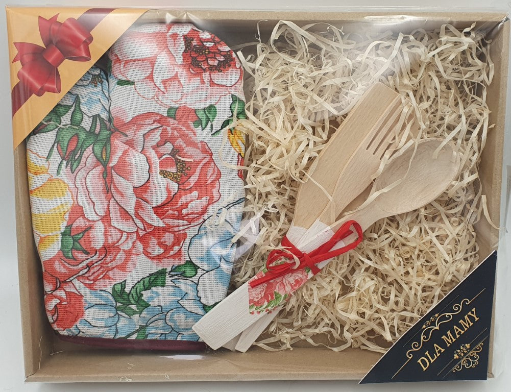 zestaw rękawica + sztućce drewniane dla Mamy  36 x 28 cm.    | P1426PW7