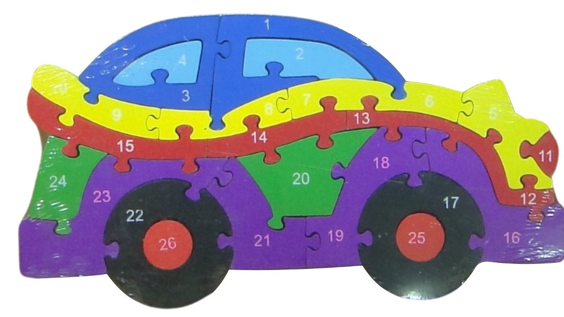 Puzzle drewniane samochód  n ok 24 cm.  (P642P2)