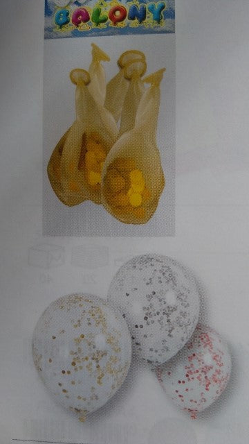balony przezroczyste 5szt. z konfetti 30cm | BNK-8575