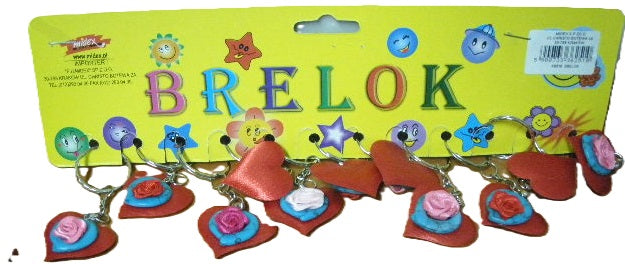 brelok 12szt.  serce z różyczką | KB510