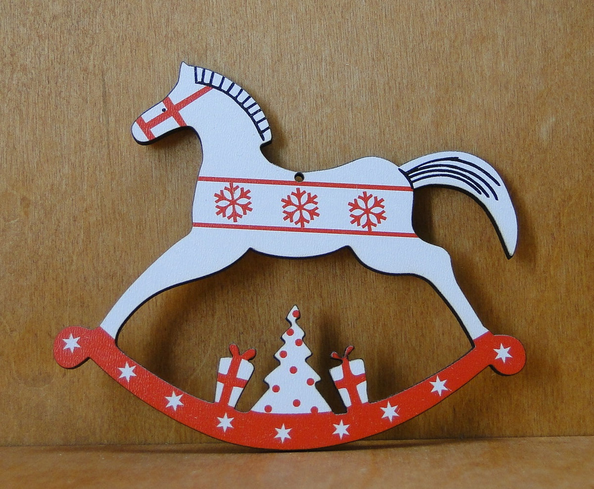 Zawieszka 5szt  konik bujany z nadrukiem 6 x 9 cm    P1151W10