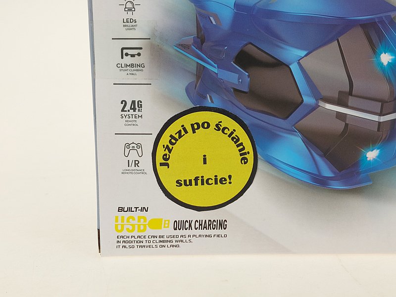 auto na radio grawitacyjne jeździ po ścianie i suficie światła kabel usb 14 x 8 x 5,5cm