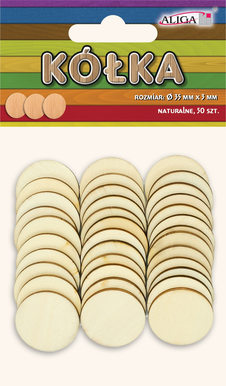 kółka naturalne 30 szt.,śr.35 mm PK-6388