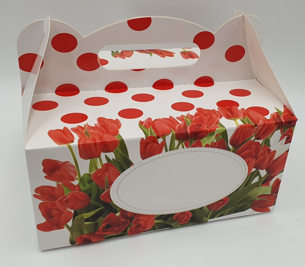 pudełko kartonowe 30szt na ciasto 19x14x9cm  TULIPANY