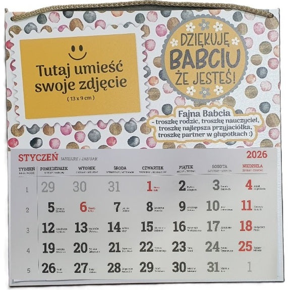 kalendarz 2026 Dziękuję Babciu, że jesteś